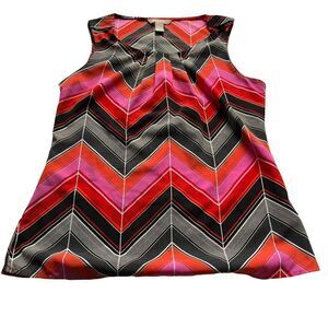 Banana Republic tank blouse geometric design in black red and pink XS